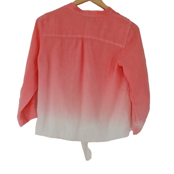 SOLD International Concepts Cargo Pant and Top Set 100% Linen Ombre Salmon/White - Picture 3 of 14